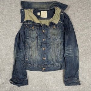 ALL SAINTS Jacket Womens UK 8 Blue Kay Denim Dark Wash Denim Cotton HT…